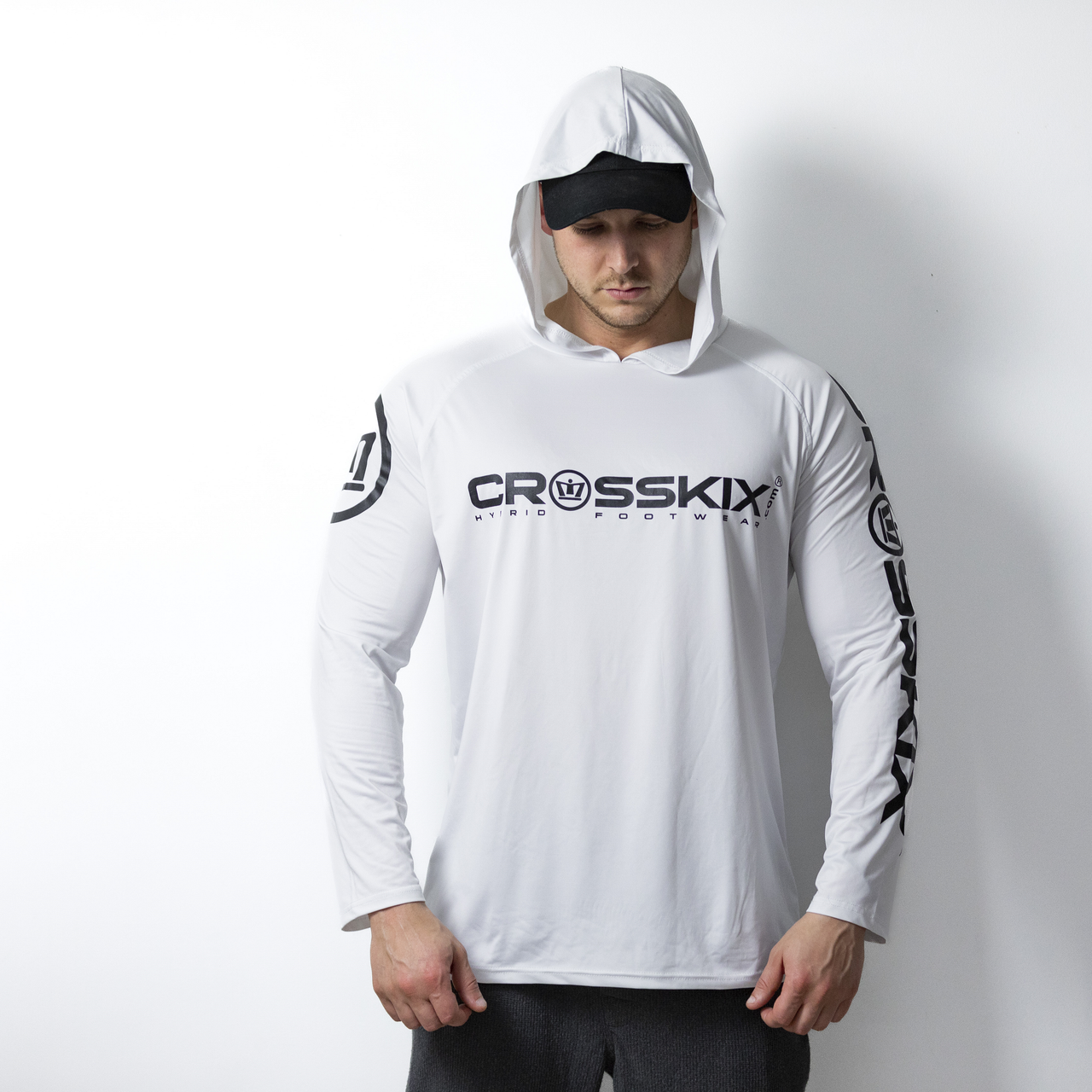 Crosskix Hooded Long Sleeve Athletic Performance Shirt UPF30 CROSSKIX